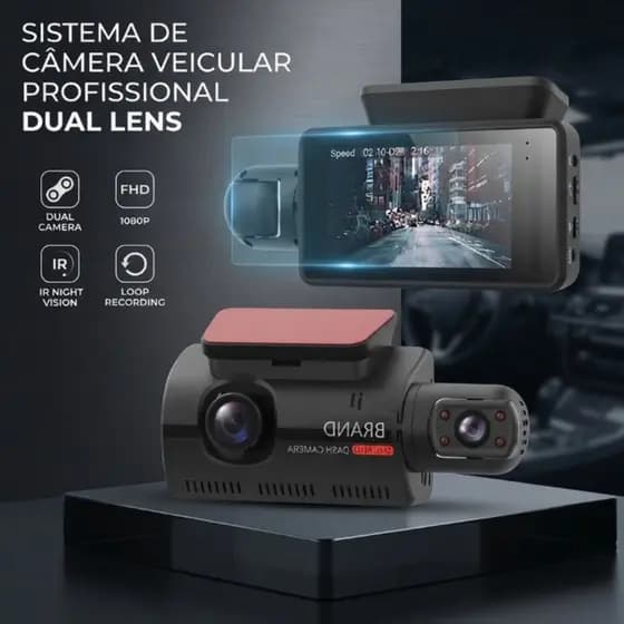 Câmera Veicular Dash Cam Full HD 1080P Dual Visão Noturna G-Sensor Gravação em Loop UNIBOM