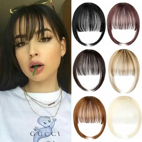 Bangs Blunt , Extensão De Cabelo Com Franja Sintética , Acessórios Styling Fake Hairpiece Black Women