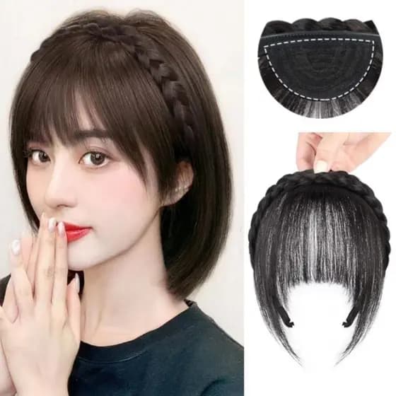 Faixa De Cabelo Com Franja Falsa , Tranças De Pura , Extensão , Sintética