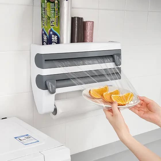 Cinza Papel Toalha Triplo Suporte cinza Rolos Para Cozinha 4 em 1