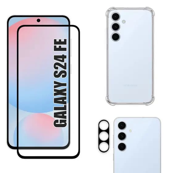 Kit Para Galaxy S24 FE 5G | Película de Vidro 3D - Capa Anti Shock - Película da Câmera 3D