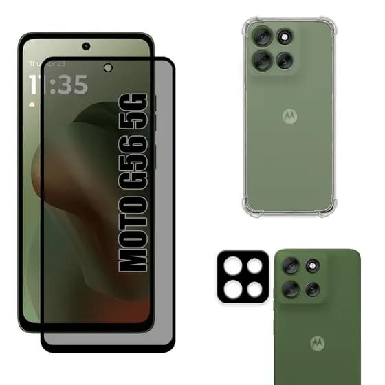 Moto G56 5g | Película de Privacidade 3D - Capa Anti Shock - Película da Câmera 3D