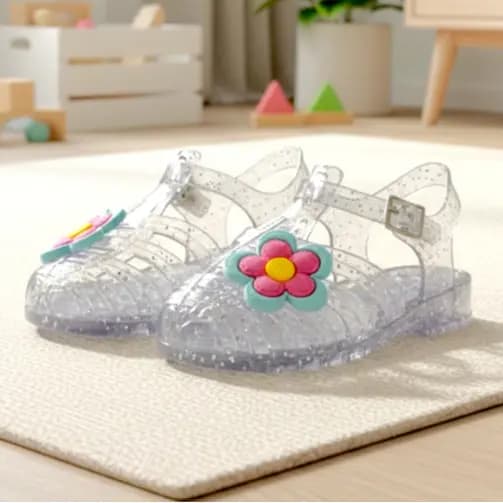 Sandália infantil Feminina Borboleta Flores Colorida Papete Menina Leve e Confortável