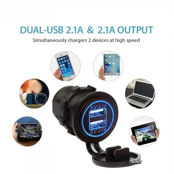 Carregador De Carro Com Porta USB Dupla 12/24V Para Motocicleta 5V 4.2A Tomada Adaptador De Carga Rápida À Prova D'água