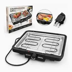 Churrasqueira Elétrica Grill Com Grelha Sem Fumaça Removível 127V Cor Preta 2000w