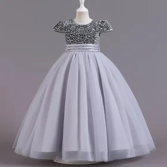 Vestido de noite, vestido de gaze, saia tutu, vestido longo de princesa, costas de renda, vestido de princesa infantil f