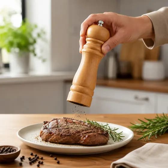 Moedor de Sal e Pimenta Especiarias Manual em Madeira Natural Premium com Ajuste de Moagem dos Grãos