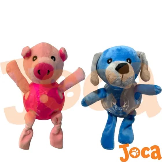 KIT COM 2 BRINQUEDOS BOLA COM PELÚCIA P/ CÃES E GATOS 20CM