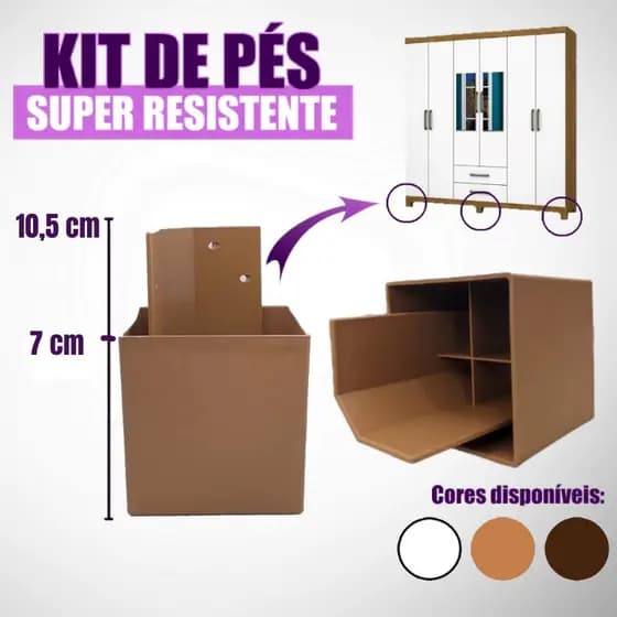 PÉS de guarda roupa, armário de quarto kits com 4, 6, 8 ou 12 CORES MARROM, BRANCO, TABACO, CINAMOMO e Preto
