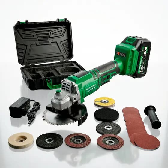 Esmerilhadeira Eletrica Angular Lixadeira Potente Corte Fácil Sem Fio 21v 2 Baterias Verde Several Importados