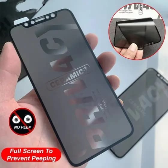 Película 9D Ceramica Privacidade Fosca Anti Spy para IPhone 17 16 15 14 13 Pro Max/ 12/ 11/ XR