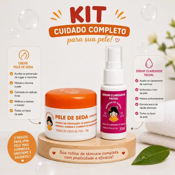 Kit Creme De Arroz Facial Clareador Remove Melasma Sérum Clareador Pele Rosto Pescoço Mãos Uniformiza