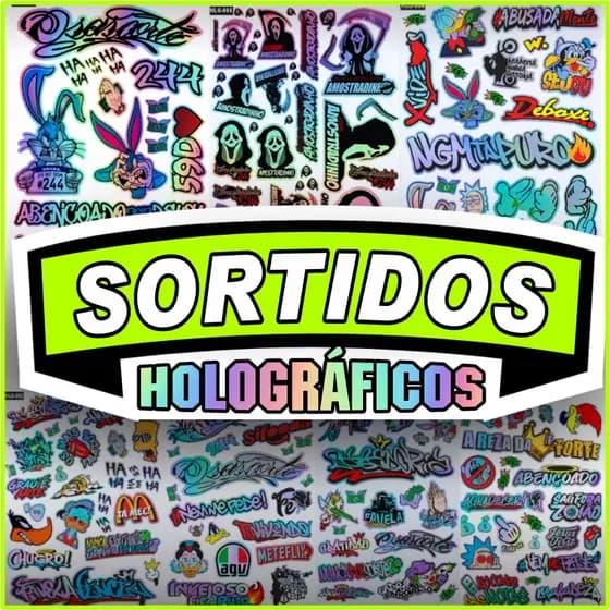 Kit +40 Adesivo Holografico Pernalonga Hum Amostradinho 244 Osascorte Super Prova D'Água