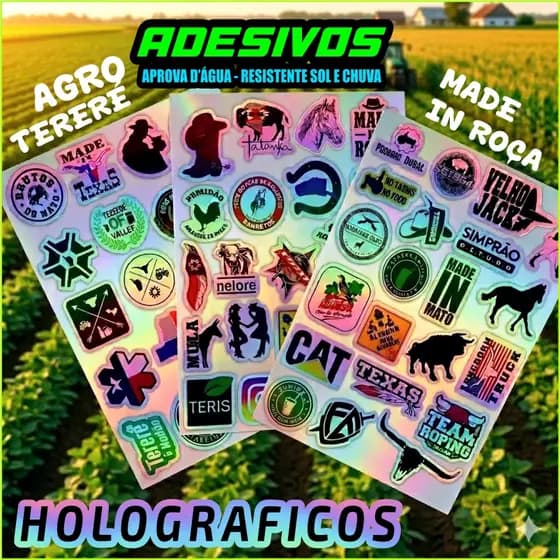 65 à 21 Adesivos AGRO Holográfico para Garrafa Termica Terere Agronomia Roça Bruto - APROVA D'ÁGUA