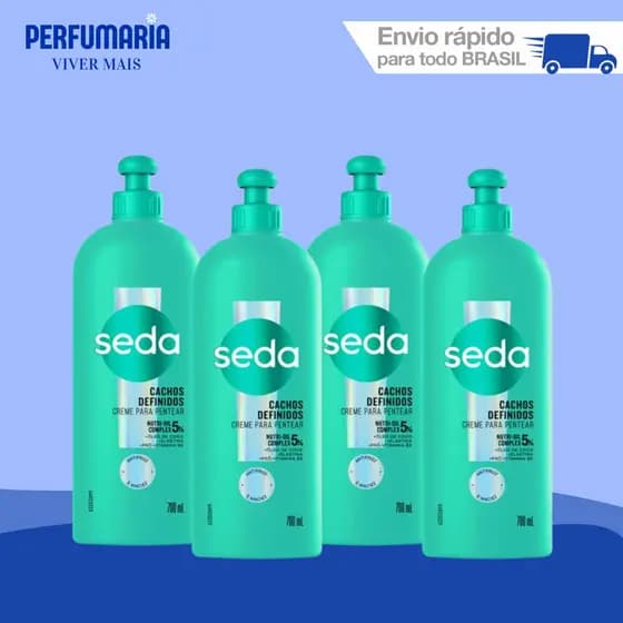 KIT COM 4 - Creme de Pentear Seda Cachos Definidos 700ML