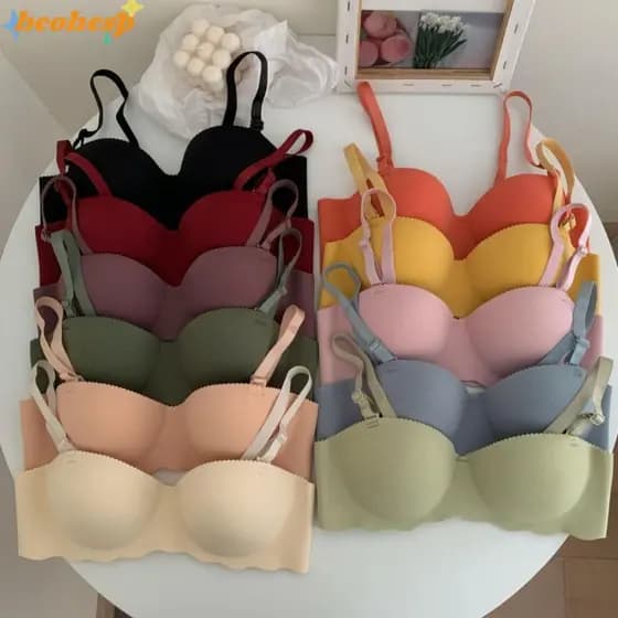 Sutiã Sem Costura BEOHESP , Push Up Confortável Em Cor Doce Pushup Anti-Flacidez Ajustável Para Levantamento Feminino