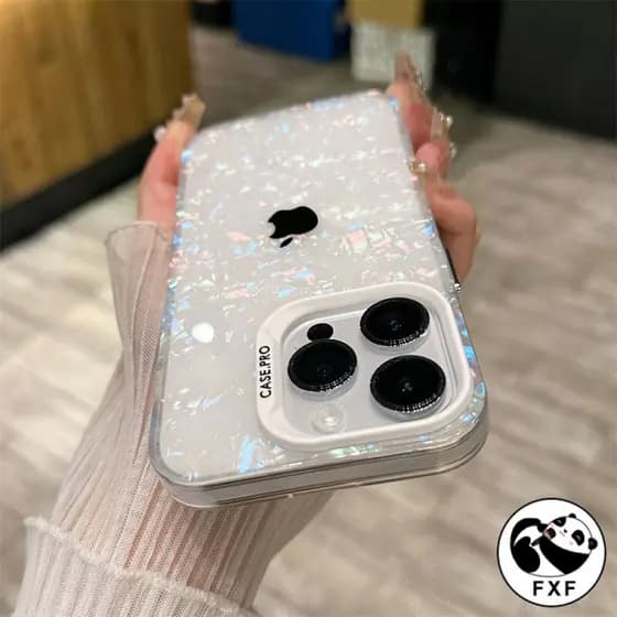 Luxo Bling Glitter Sonho Concha Escudo Caso De Mármore Para iPhone 16 15 14 13 12 11 Pro Max 14 15 16 Plus Macio Pára-Ch