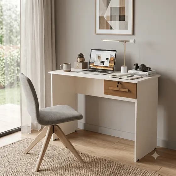 Escrivaninha Home Office Gaveta Chave Mesa Estudo Quarto Escritório Compacta Moderna Ideal