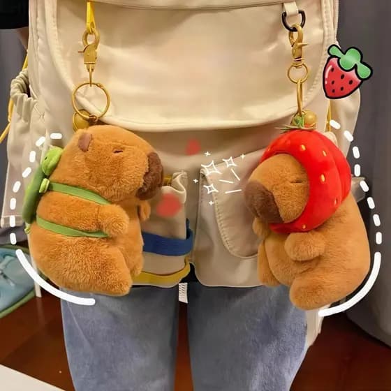 Kawaii Capybara Keychain Pingente De Pelúcia Simulação Capibara Boneca Fofa Anime Recheada Aniversário