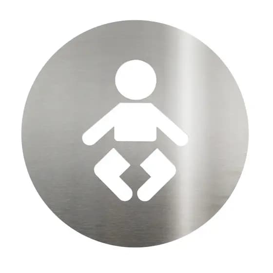 Placa Sinalizacao Banheiro Fraldario Em Inox Bebe Trocador Cor Da Moldura Prata