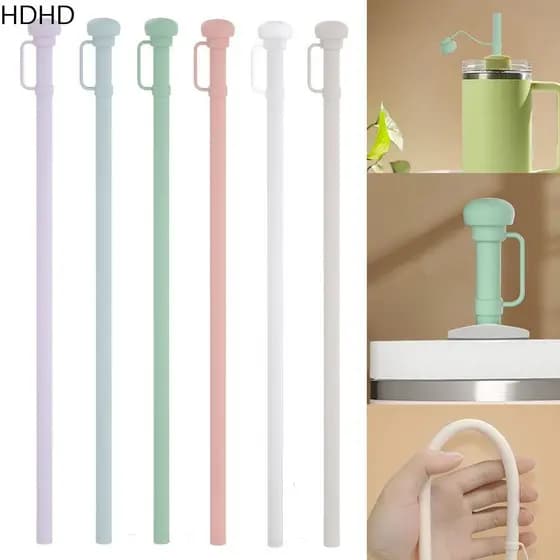 Canudos De Silicone HDHD , Canudo Longo Reutilizável De Grande Diâmetro , Para Copo De 40 Onças E 30