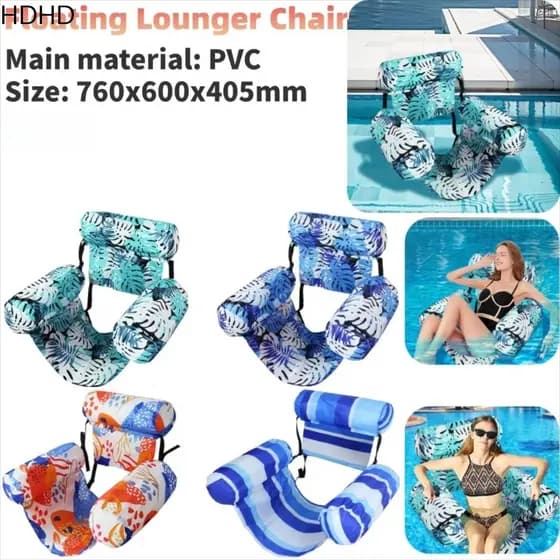 Flutuador Inflável Para Piscina HDHD , Cadeira Espreguiçadeira Flutuante Dobrável , Com Braço E Encosto