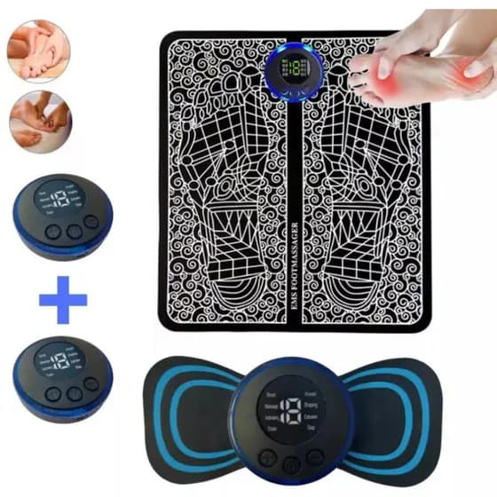 Kit Tapete E Mini Massageador Elétrico Dor Pés E Musculares EMS mania