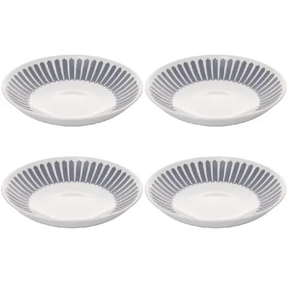 Kit 4 Pratos Fundos Wolff Mediterrâneo Almoço Jantar Sopa Caldo Azul Branco Listrado Grego Requintado Praia Piscina