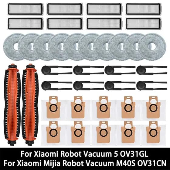 (Modelo compatível) Para Xiaomi Robô Aspirador 5 OV31GL/Mijia M40S , Acessório De Pó , Escova Principal/Lateral Filtro