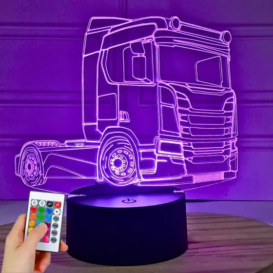 Luminária Led 3d Caminhão Scania 113H Scania R 500 Abajur Mesa Decoração Moderna 16 Cores Presente