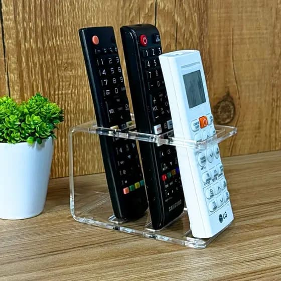 Porta Controle Remoto Suporte para 3 Controles em Acrílico Tv Sala Rack Painel Casa Nova Organizador