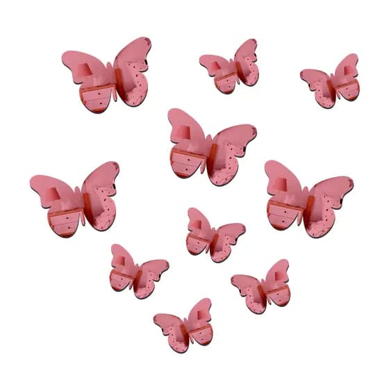 Kit 10 Borboletas Decorativas Acrílico Espelhado Quartos de Bebê Infantil Studio Vitrine