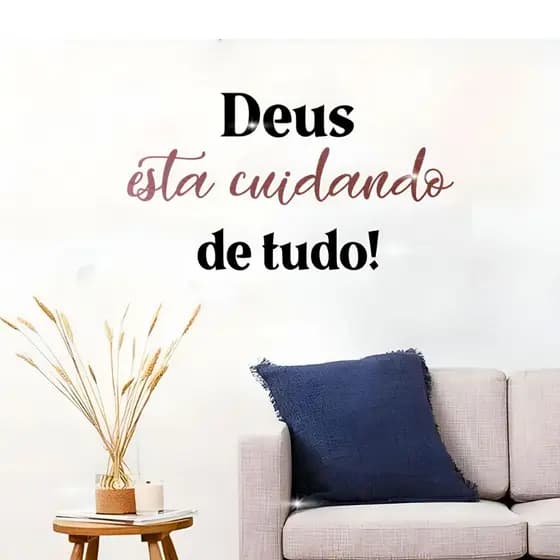 Frase Decorativa para Parede Deus Está Cuidando De Tudo! Acrílico Espelho para Casa Quarto Sala