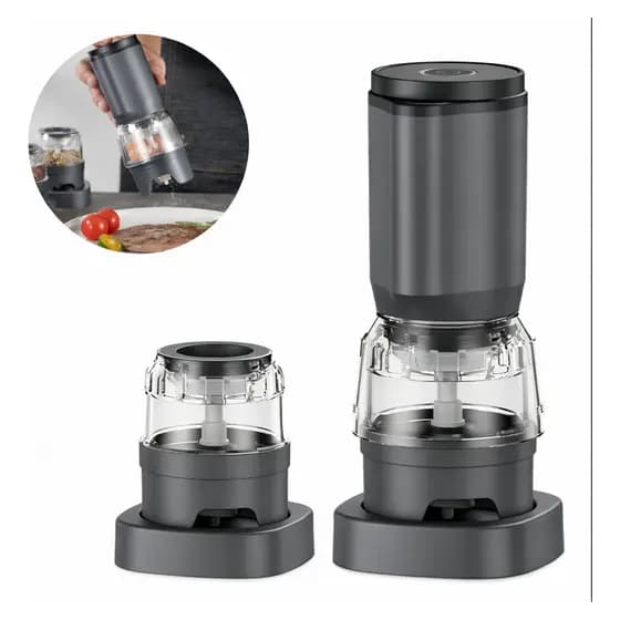 Moedor de Pimenta Elétrico USB Recarregável Ajustável para Cozinha Temperos e Cafés