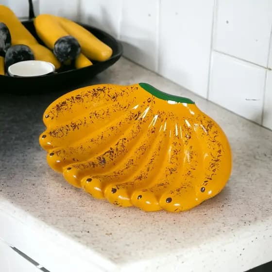 Fruteira Banana de Cozinha Cerâmica Decoração Mesa Aparador Frutas Suporte