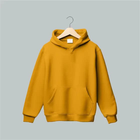 Blusa Moletom Flanelado Unissex Canguru Lisa Premium Slim Algodao Amarelo