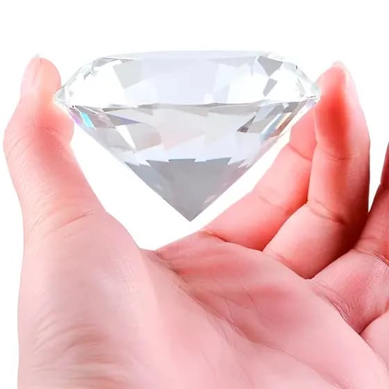Pedra Decorativa Formato Diamante Cristal Peso de Papel