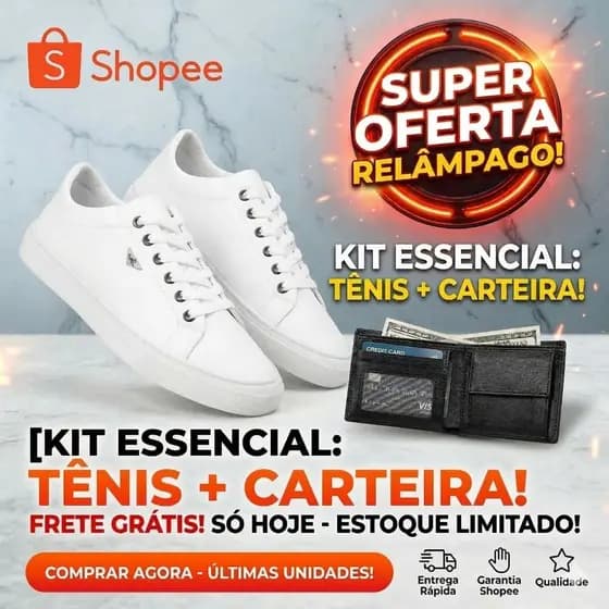Kit Sapatenis Masculino Casual Confortável + Carteira Masculina Slim Elegante Promoção Oferta