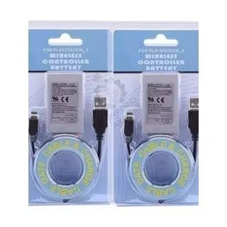 Kit 2 Bat. Controle Ps3 1800mah + Cabo Usb