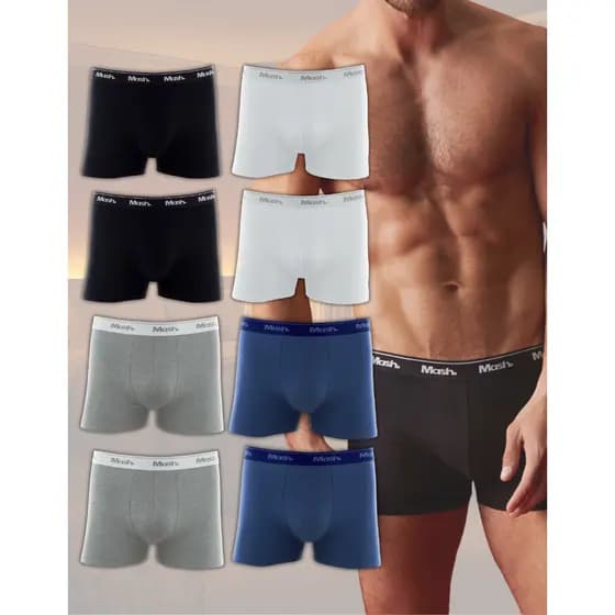 Kit 08 Cuecas Boxer Mash Algodão Confortável Masculina
