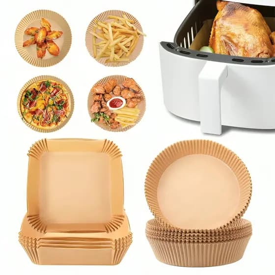 Forma De Airfryer Descartável Redondo Antiaderente Para Cozimento Papel Fritadeira Cozimento Protetor Forro Tapete