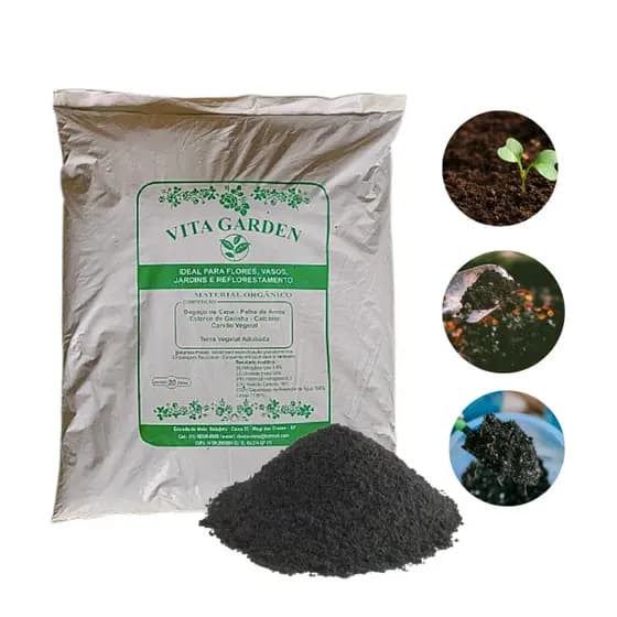 Terra vegetal Adubada Vita Garden Saco Com 15kg, 5kg e 2kg Terra vegetal é rica de nutrientes para o cultivo