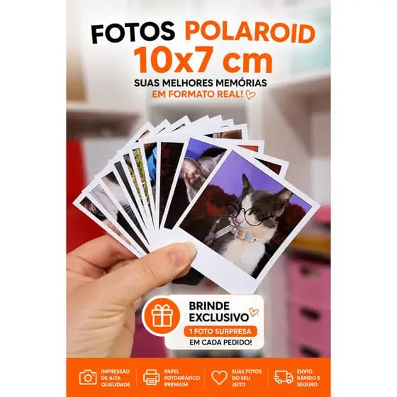 Mini Foto Polaroid - KIT até 40 Unidades - Cabe na capinha de Celular - Sem legendas - Envio FULL