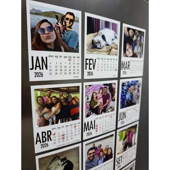 Calendário 2027 Com Suas Fotos - Calendário Personalizado 2027 - Com Imã + 1 FOTO BRINDE