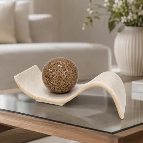 Enfeite Aparador mesa de jantar Sala Cerâmica Fruteira decoração com Esfera Rack Escultura Luxo premium