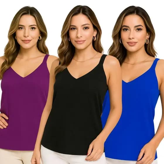 Blusa Regata Feminina Blusinha Alça Larga Duna Elegante Social Trabalho Casual Alfaiataria