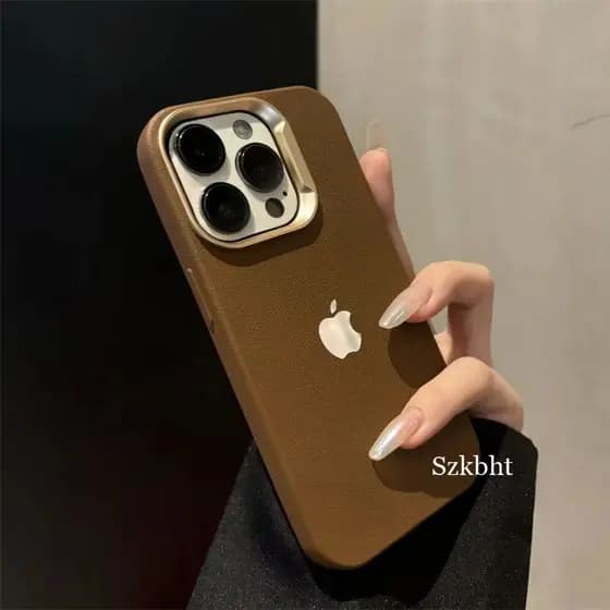 Luxo Marrom Fosco Macio Silicone Caso Para iPhone 16 14 13 12 11 15 Pro Max Ultra Fino Capa Traseira
