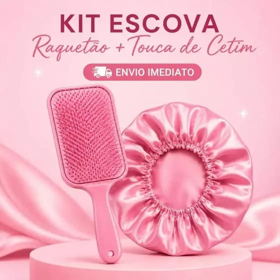 Kit 10 Peças 5 Escovas Raquetão e 5 Toucas de Cetim Sem Quebrar Os Fios Salão Beleza CABELO Pentes