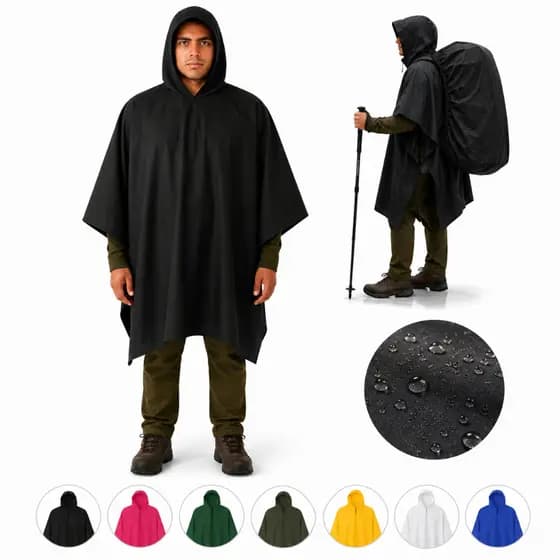 Poncho de Chuva de Trekking Impermeável Camping Trilha Com Capuz Mochila Cargueira Outdoor