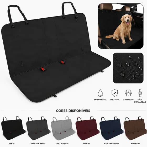 Capa Protetora Banco Traseiro Carro Pet 1,40x1,35m Impermeável Antipelos Cachorro Gato